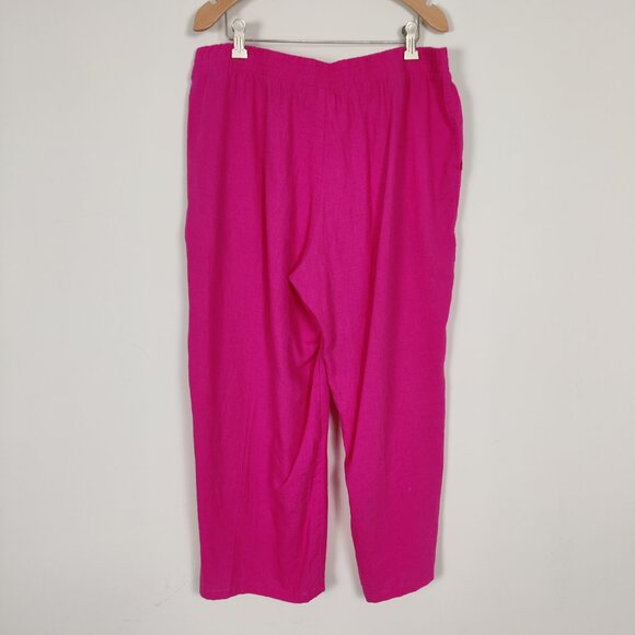 Stars Above Women's Pink Palazzo Pants Size Large Linen Barbiecore Beach Summer - Picture 2 of 10